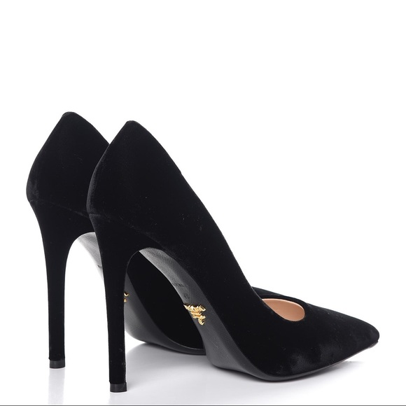 Prada Shoes - Prada Black Velvet Heels 39.5/9